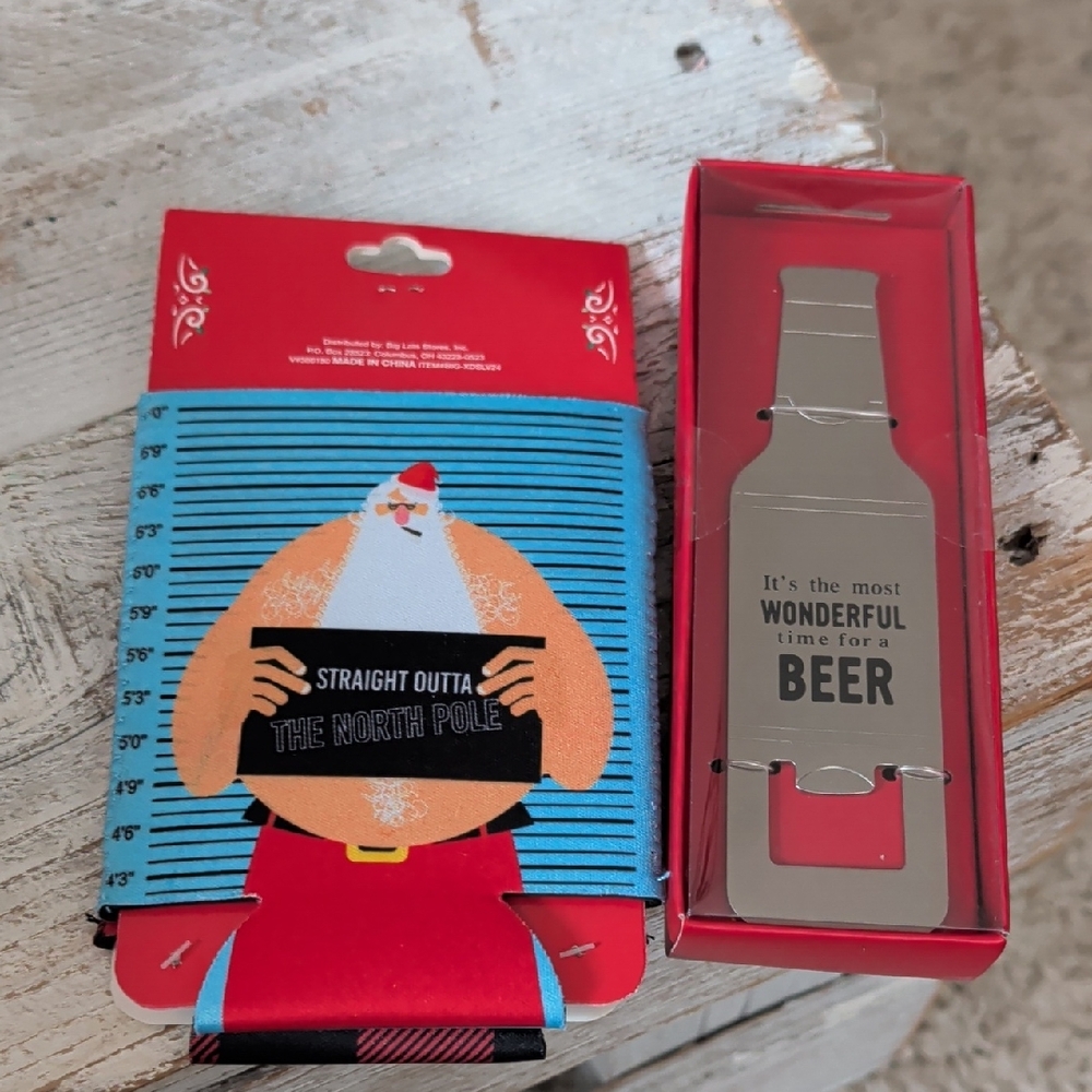 Christmas Beer Bottle Opener and Koozie Set